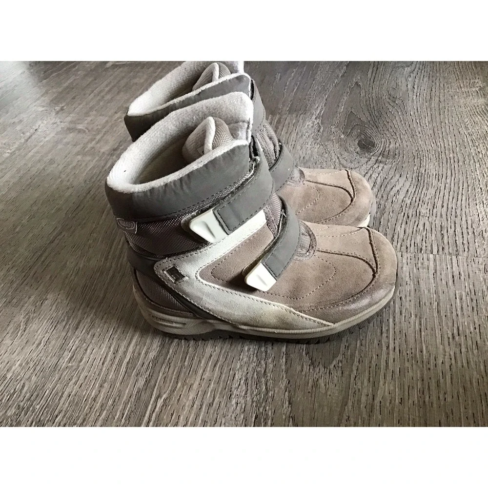 Columbia Nanuk Youth Boys Size 11 EUR 28 Gray Suede Winter Snow Boots Kids Boot